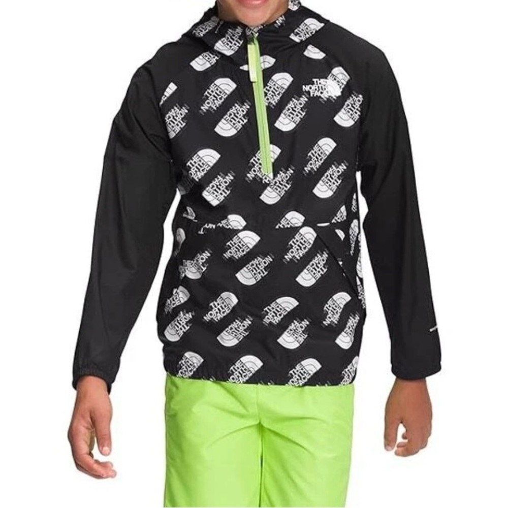 NWT‎ THE NORTH FACE Printed Packable Wind Jacket Black/White XS (6 YOUTH JR) TNF